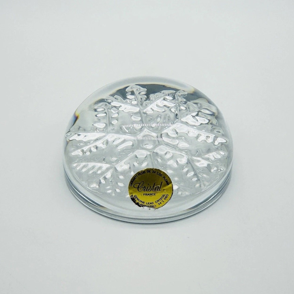 Vintage Cristal Snowflake Paper Weight Lead‎ 24% Crystal Clear Christmas Holiday